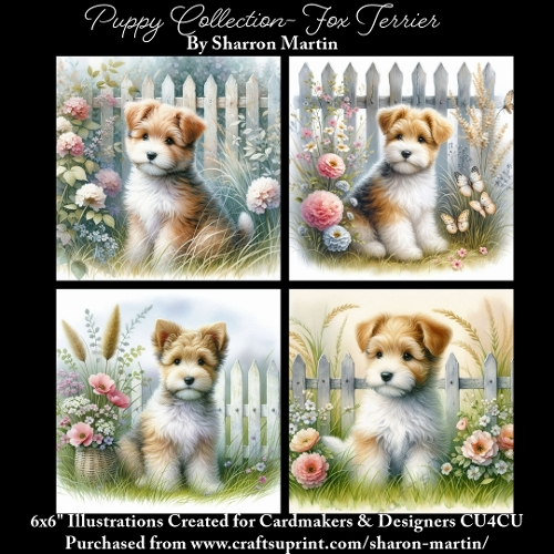 6x6 Puppy Collection - Fox Terrier - Illustrations for Cardmaking & Designers