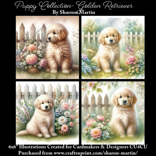 6x6 Puppy Collection - Golden Retriever - Illustrations for Cardmaking & Designers