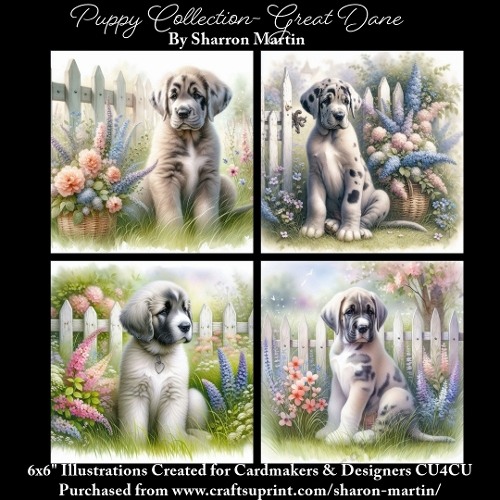 6x6 Puppy Collection - Great Dane - Illustrations for Cardmaking & Designers