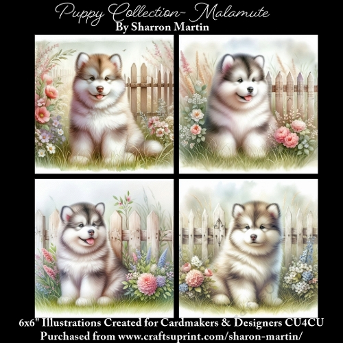 6x6 Puppy Collection - Malamute - Illustrations for Cardmaking & Designers
