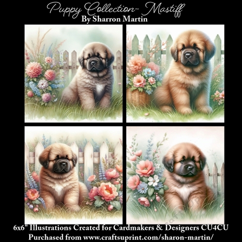 6x6 Puppy Collection - Mastiff - Illustrations for Cardmaking & Designers