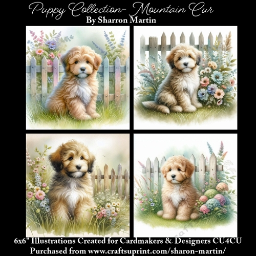 6x6 Puppy Collection - Mountain Cur - Illustrations for Cardmaking & Designers