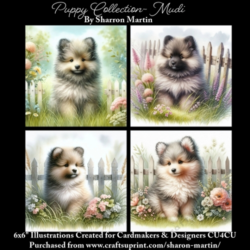 6x6 Puppy Collection - Mudi - Illustrations for Cardmaking & Designers