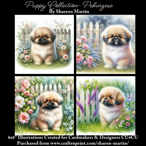 6x6 Puppy Collection - Pekingese - Illustrations for Cardmaking & Designers