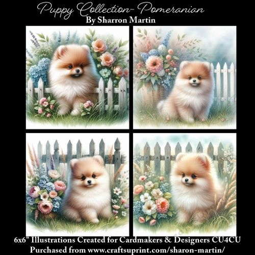 6x6 Puppy Collection - Pomeranian - Illustrations for Cardmaking & Designers