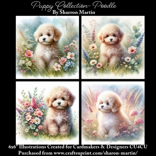 6x6 Puppy Collection - Poodle - Illustrations for Cardmaking & Designers