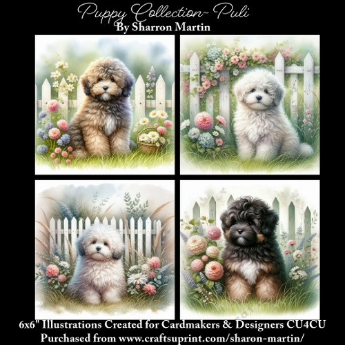 6x6 Puppy Collection - Puli - Illustrations for Cardmaking & Designers