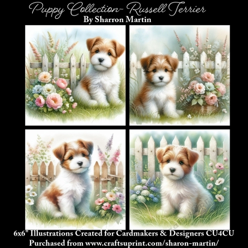 6x6 Puppy Collection - Russell Terrier - Illustrations for Cardmaking & Designers