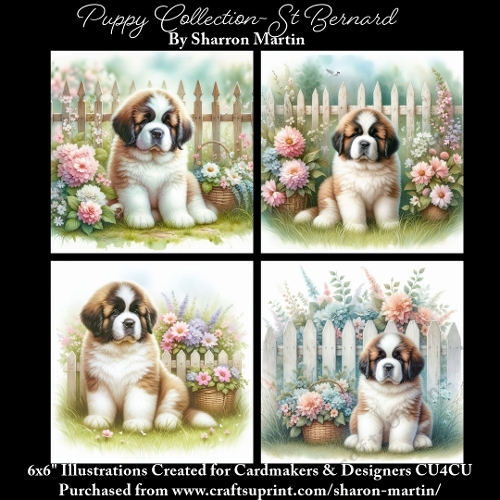 6x6 Puppy Collection - St Bernard - Illustrations for Cardmaking & Designers