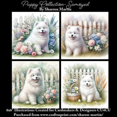 6x6 Puppy Collection - Samoyed - Illustrations for Cardmaking & Designers