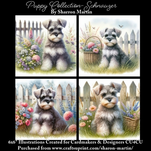 6x6 Puppy Collection - Schnauzer - Illustrations for Cardmaking & Designers