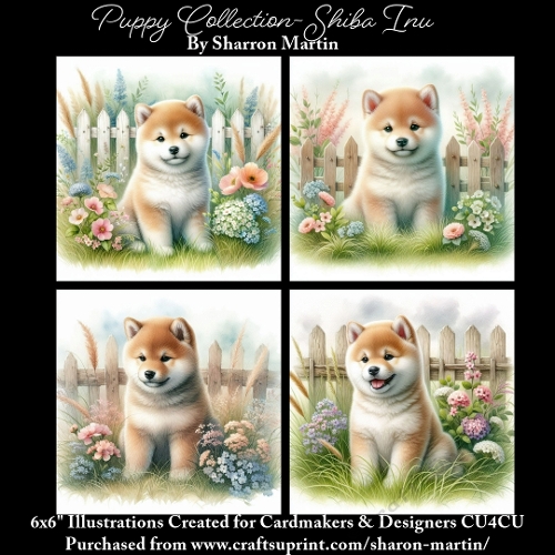 6x6 Puppy Collection - Shiba Inu - Illustrations for Cardmaking & Designers