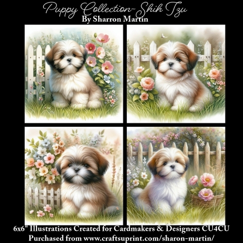 6x6 Puppy Collection - Shih Tzu - Illustrations for Cardmaking & Designers