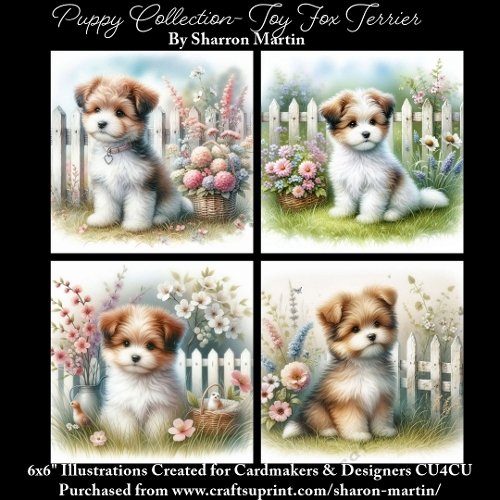 6x6 Puppy Collection - Toy Fox Terrier - Illustrations for Cardmaking & Designers