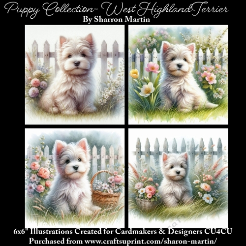 6x6 Puppy Collection - West HighlandTerrier - Illustrations for Cardmaking & Designers
