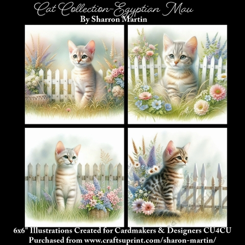 6x6 Cats Collection - Egyptian Mau - Illustrations for Cardmaking & Designers