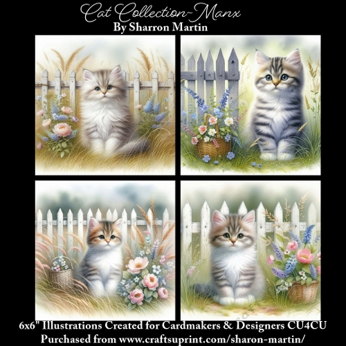 6x6 Cats Collection - Manx - Illustrations for Cardmaking & Designers
