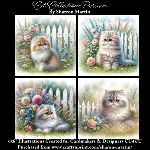 6x6 Cats Collection - Persian - Illustrations for Cardmaking & Designers
