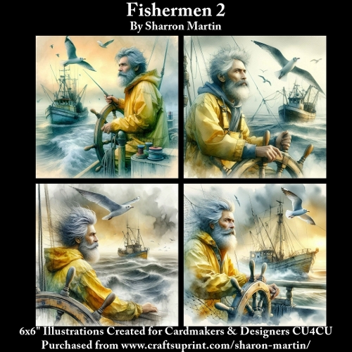 8x8 Fishermen 2 - Illustrations for Cardmakers & Designers 