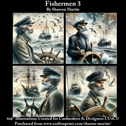 8x8 Fishermen 3 - Illustrations for Cardmakers & Designers 