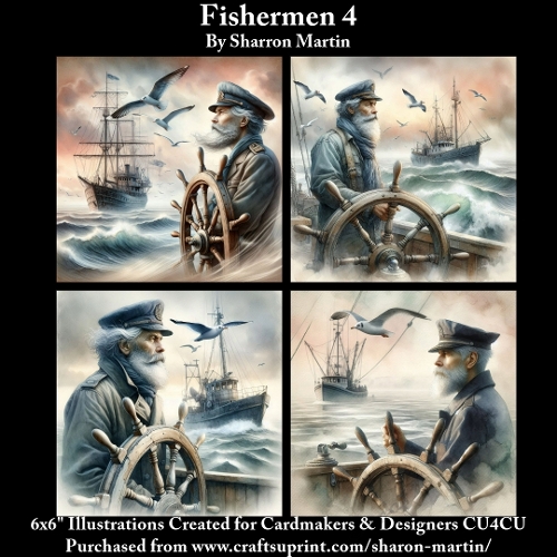 8x8 Fishermen 4 - Illustrations for Cardmakers & Designers 