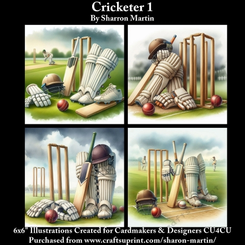 8x8 Cricketer 1 - Illustrations for Cardmakers & Designers 