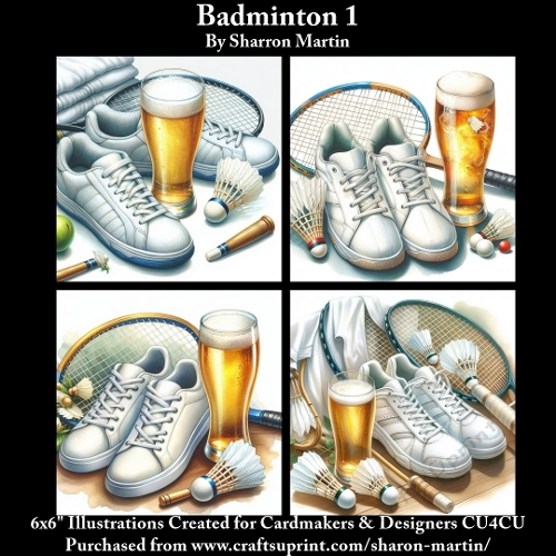 8x8 Badminton 1 - Illustrations for Cardmakers & Designers 