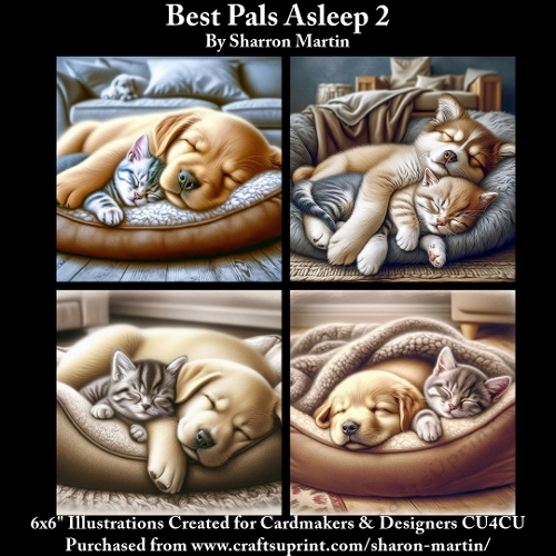 8x8 Best Pals Asleep 2 - Illustrations for Cardmakers & Designers 