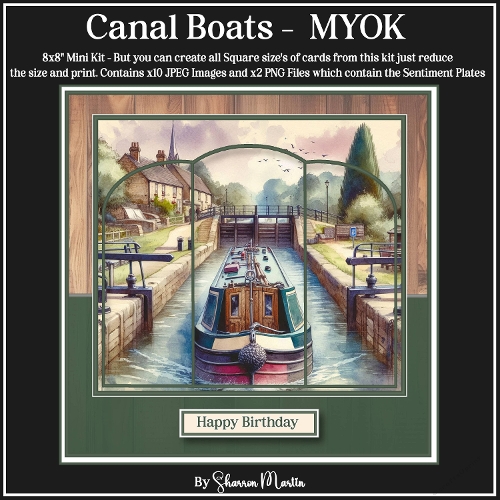 Canal Boats -  Make Your Own Kit - x18 Images in JPEG & x2 Sentiment Plates in PNG 