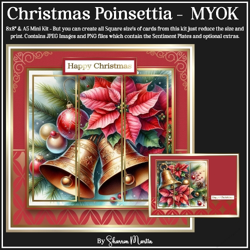 Christmas Poinsettia -  Make Your Own Kit - x26 Images in JPEG & x2 Sentiment Plates in PNG 