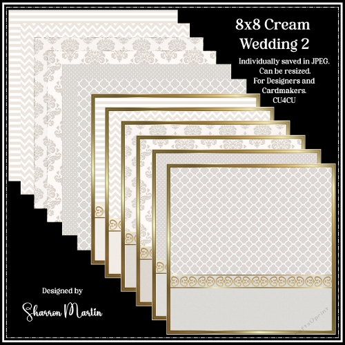 8x8 Cream Wedding Card Fronts & Matching Papers 2