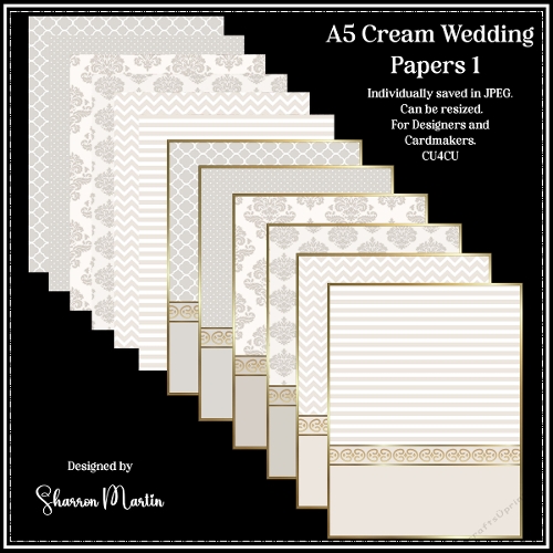 A5 Cream Wedding Card Fronts & Matching Papers 1