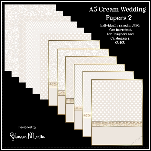 A5 Cream Wedding Card Fronts & Matching Papers 2