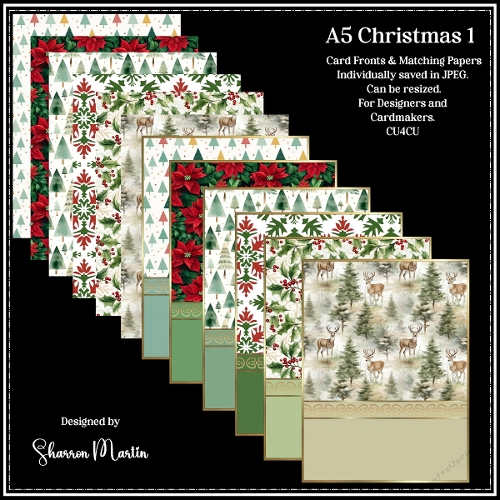 A5 Christmas Card Fronts & Matching Papers 1