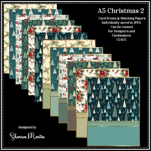 A5 Christmas Card Fronts & Matching Papers 2