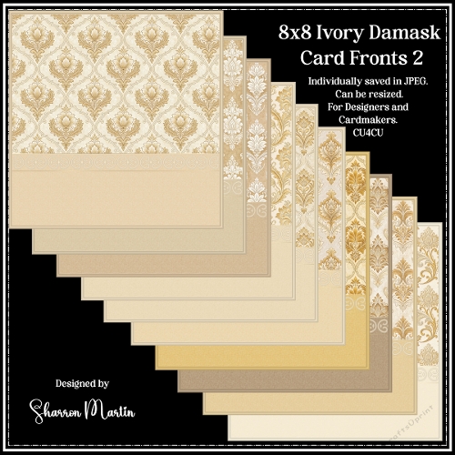 8x8 Ivory Damask Card Fronts 11-20