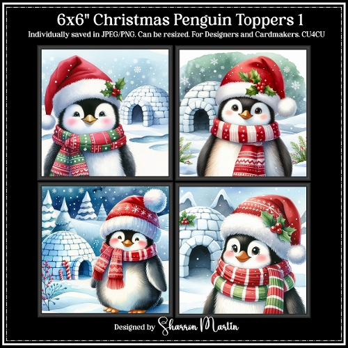 6x6 Christmas Penguins 1