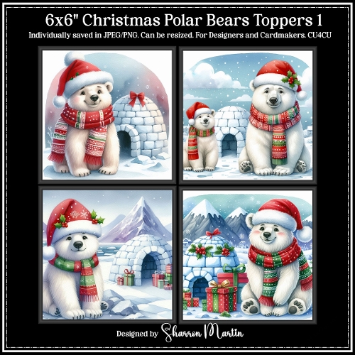 6x6 Christmas Polar Bears 1