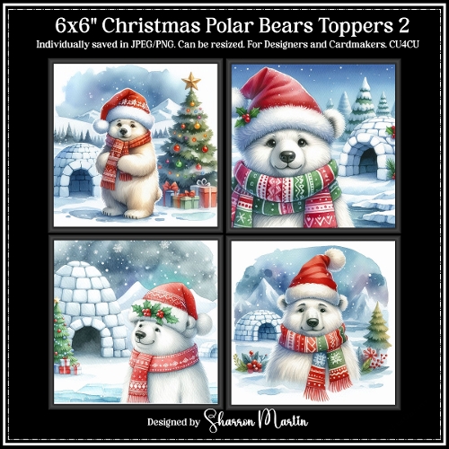 6x6 Christmas Polar Bears 2