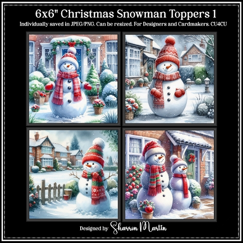 6x6 Christmas Snowman 1 - Illustration for Cardmakers & Designers 
