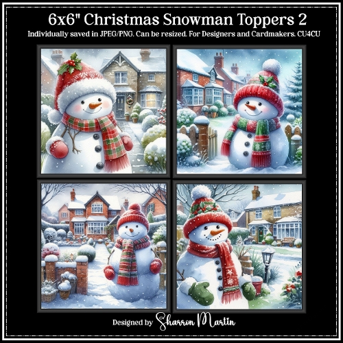 6x6 Christmas Snowman 2 - Illustration for Cardmakers & Designers 