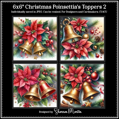 6x6 Christmas Bells & Poinsettias 2 - Illustrations for Cardmakers & Designers 