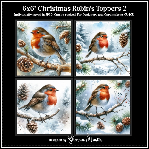 6x6 Christmas Robins 2 - Illustrations for Cardmakers & Designers 