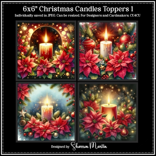 6x6 Christmas Candle 1 - Illustrations for Cardmakers & Designers 