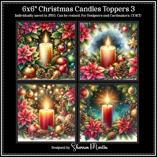 6x6 Christmas Candle 3 - Illustrations for Cardmakers & Designers 