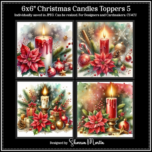 6x6 Christmas Candle 5 - Illustrations for Cardmakers & Designers 