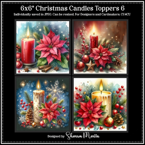 6x6 Christmas Candle 6 - Illustrations for Cardmakers & Designers 