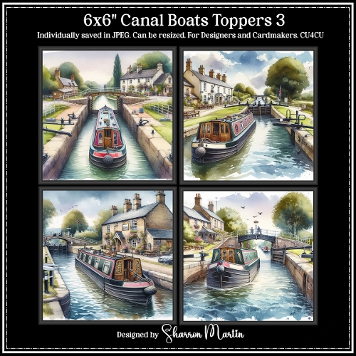 6x6 Canal Boats 2 - Illustrations for Cardmakers & Designers 