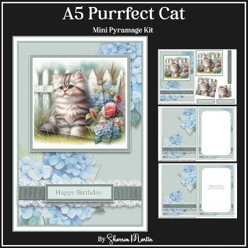A5 Purrrfect Cat Mini Pyramage Kit - x3 A4 Sheets 