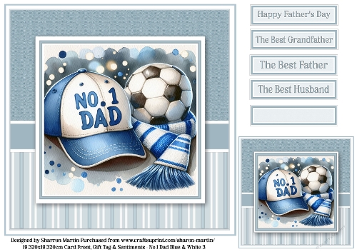 8x8 No.1 Dad Football Hat & Scarf 3 Quick Card 